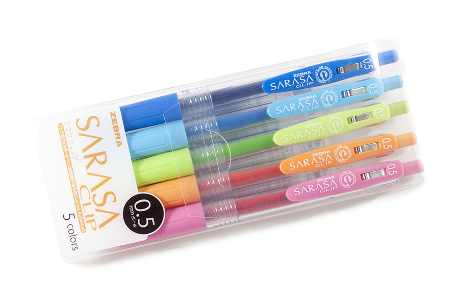 Zebra Sarasa Clip Gel Ink Pen 0.5mm -5 Colour Set - Smooth Pens